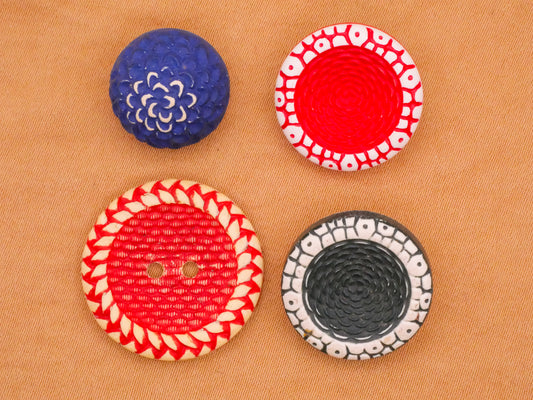 Red Blue Buffed Celluloid Early Plastic Button Various 15-22mm