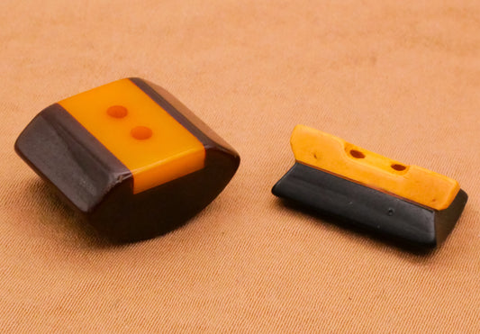 Bakelite Laminate Black Butterscotch Vintage Plastic Button Various 12-18mm