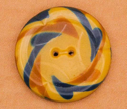 Blue Caramel Swirl Celluloid Tight Top Button 28mm