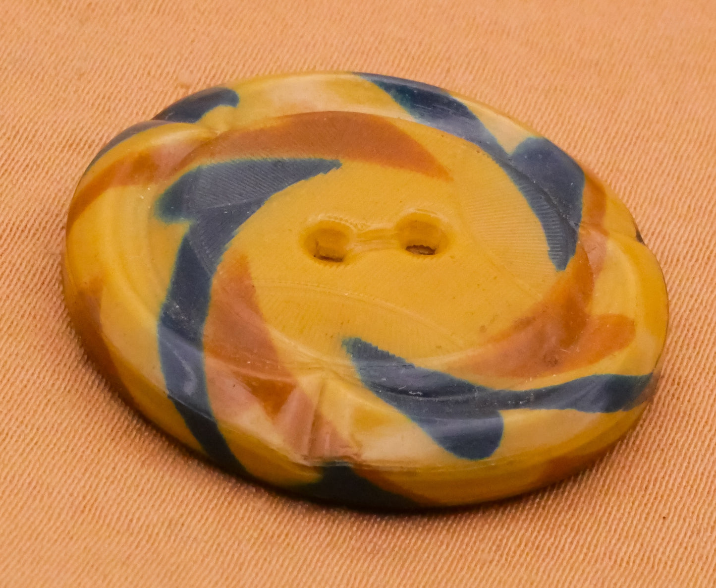 Blue Caramel Swirl Celluloid Tight Top Button 28mm