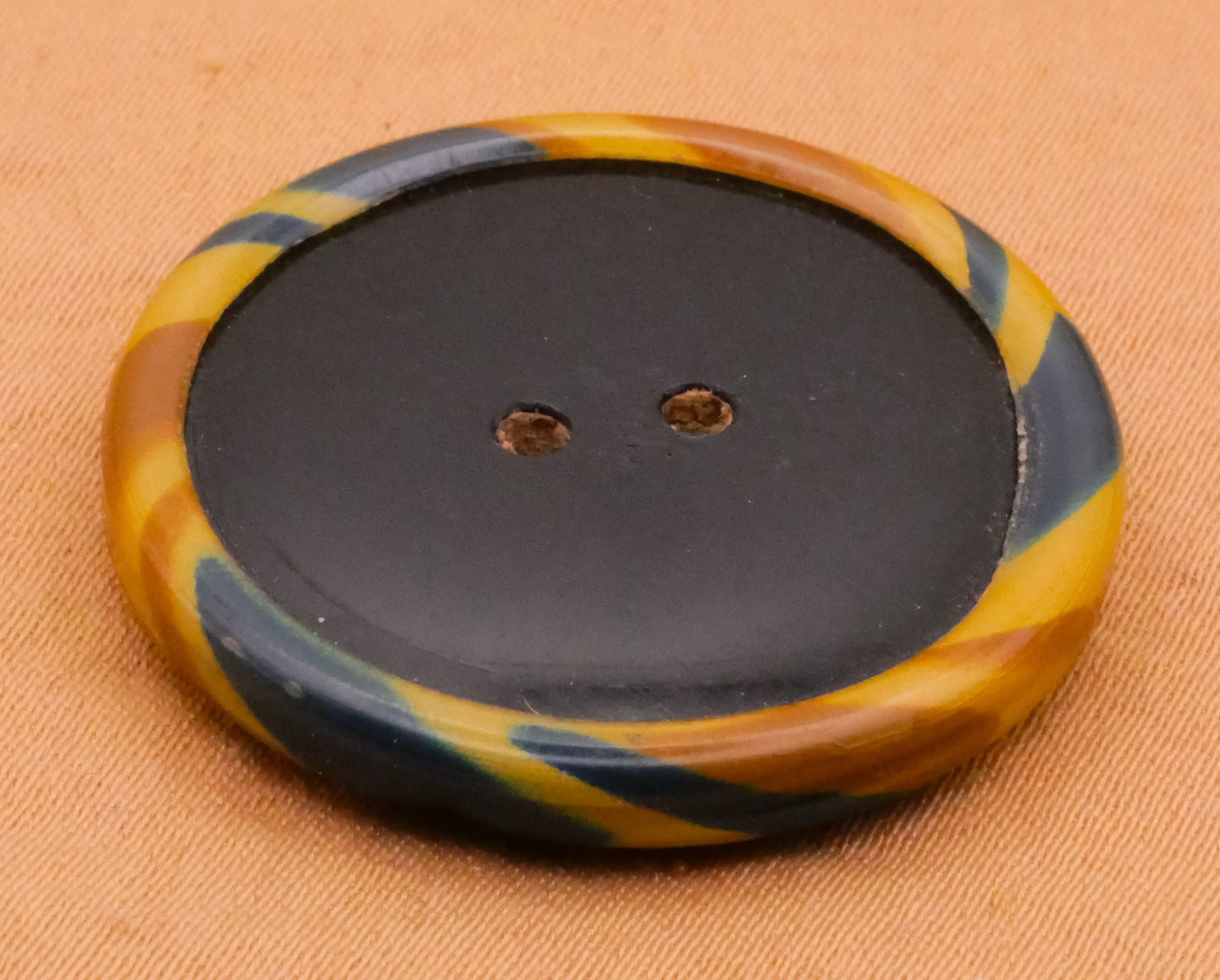 Blue Caramel Swirl Celluloid Tight Top Button 28mm