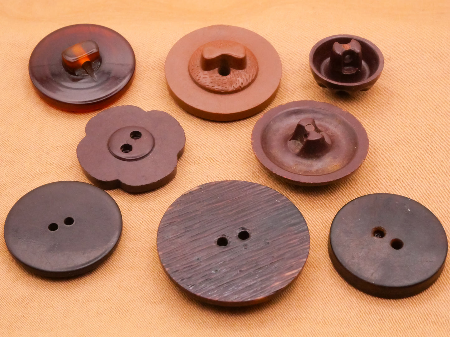 Brown Vintage Early Plastic Button Various 15-27mm