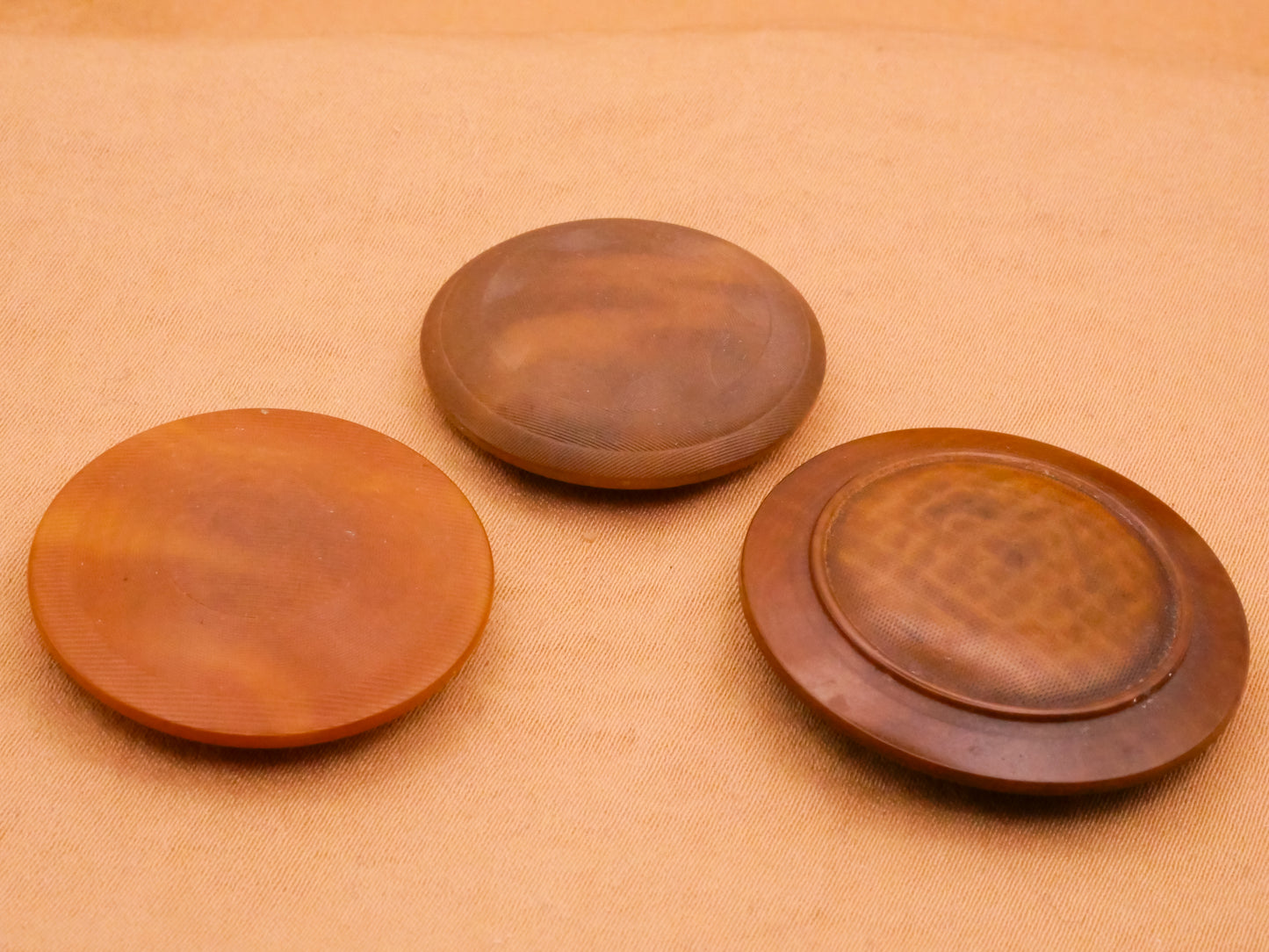 Vegetable Ivory Tagua Nut Subtle Pattern Set of Three Buttons 27-32mm