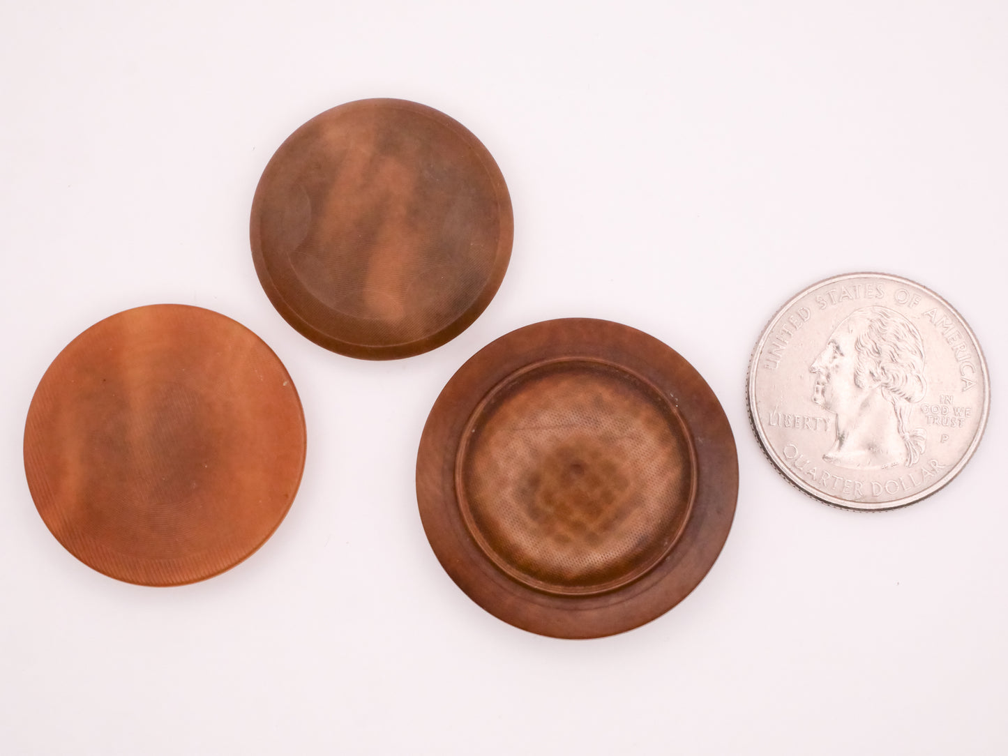Vegetable Ivory Tagua Nut Subtle Pattern Set of Three Buttons 27-32mm