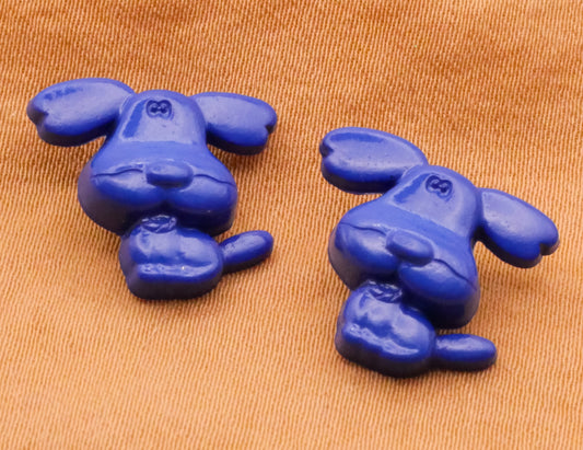 Blue Puppy Dog Big Ears Plastic Pair of Buttons 14x16mm