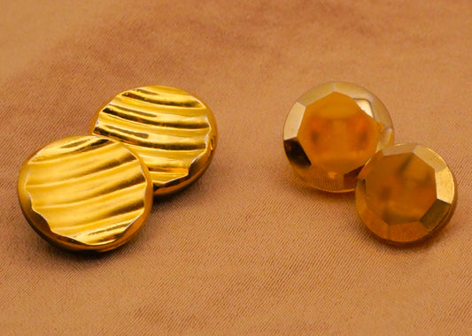 Gold Luster Vintage Glass Pair of Buttons Various 10-13mm
