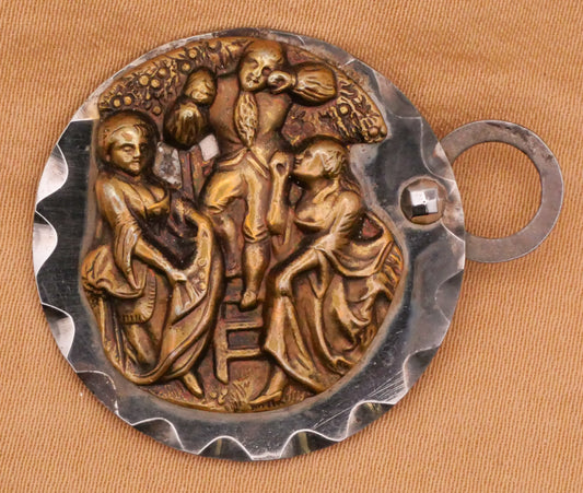 Fruit Orchard Man Women Brass Steel Cloak Clasp Button 29x36mm