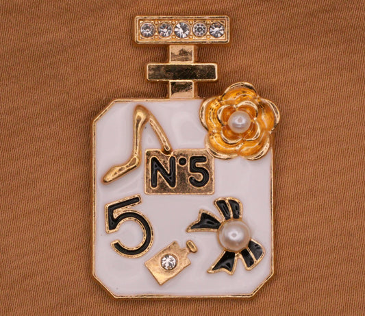 Chanel Number Five Large Rhinestone Enamel Metal Button 24x37mm