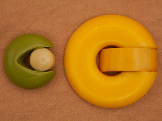 Pacman C Shape Celluloid Early Plastic Button Various 29-49mm