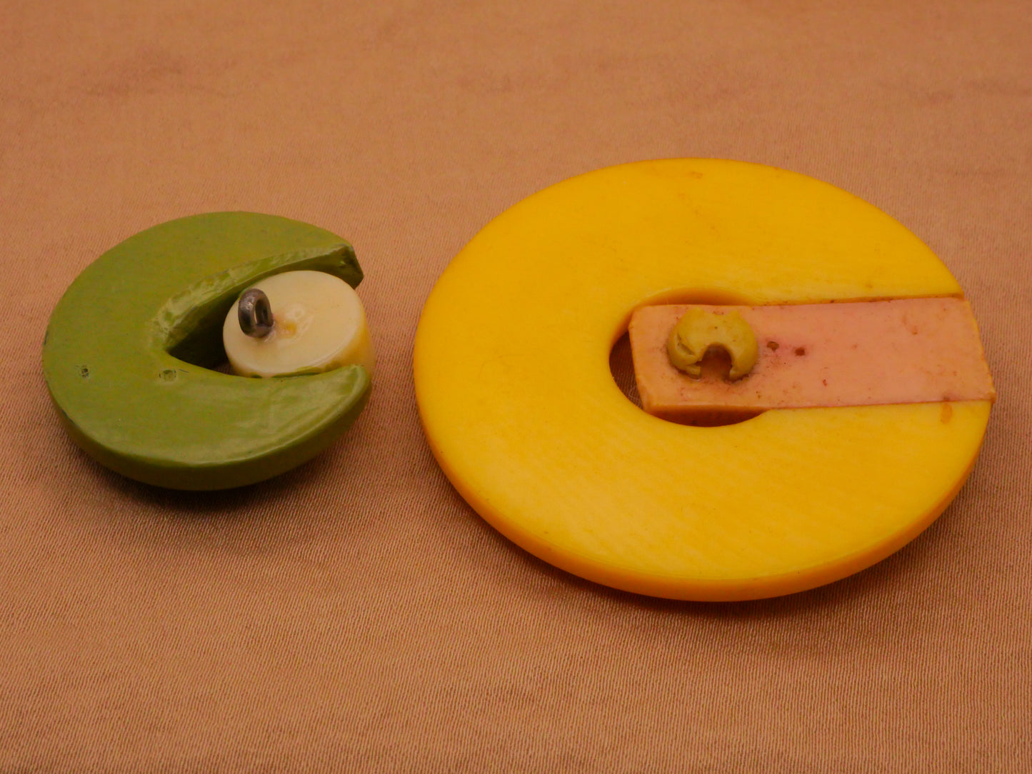 Pacman C Shape Celluloid Early Plastic Button Various 29-49mm
