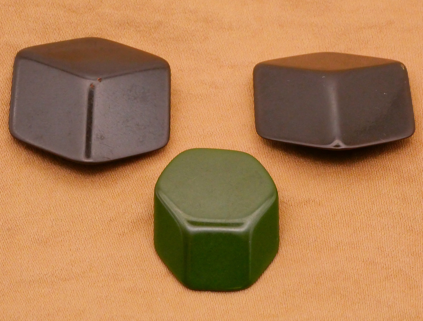 3D Look Cube or Hexagon Column Bakelite Early Plastic Button Various 20-29mm
