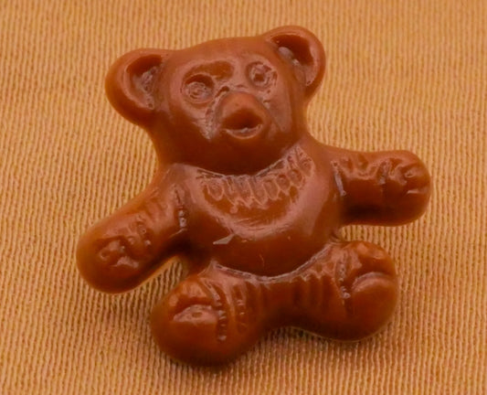 Teddy Bear Vintage Brown Plastic Button 15-17mm