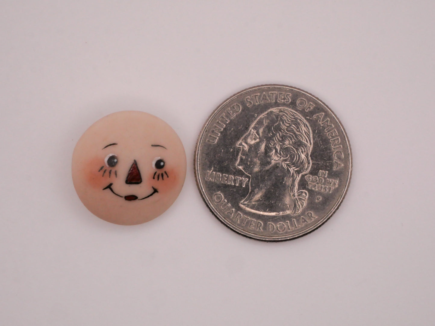 Raggedy Ann Doll Face Hand-Painted Porcelain Ceramic Button 17mm