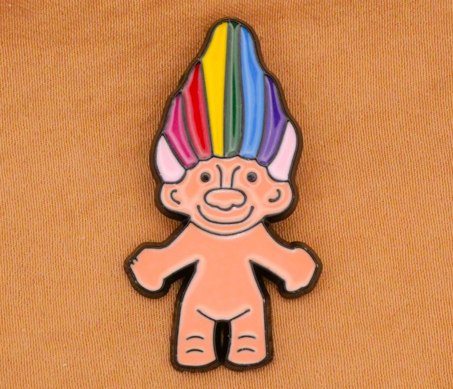 Troll Toy Rainbow Hair Enamel Metal Button 18x34mm