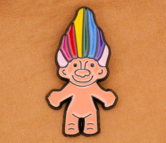 Troll Toy Rainbow Hair Enamel Metal Button 18x34mm