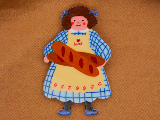 Baker Girl Blue Dress Loaves of Bread Large Plastic Button 30x49mm