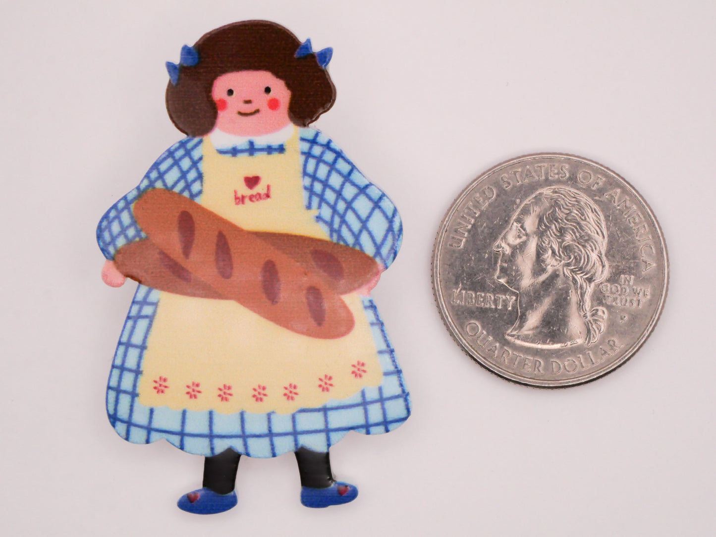 Baker Girl Blue Dress Loaves of Bread Large Plastic Button 30x49mm