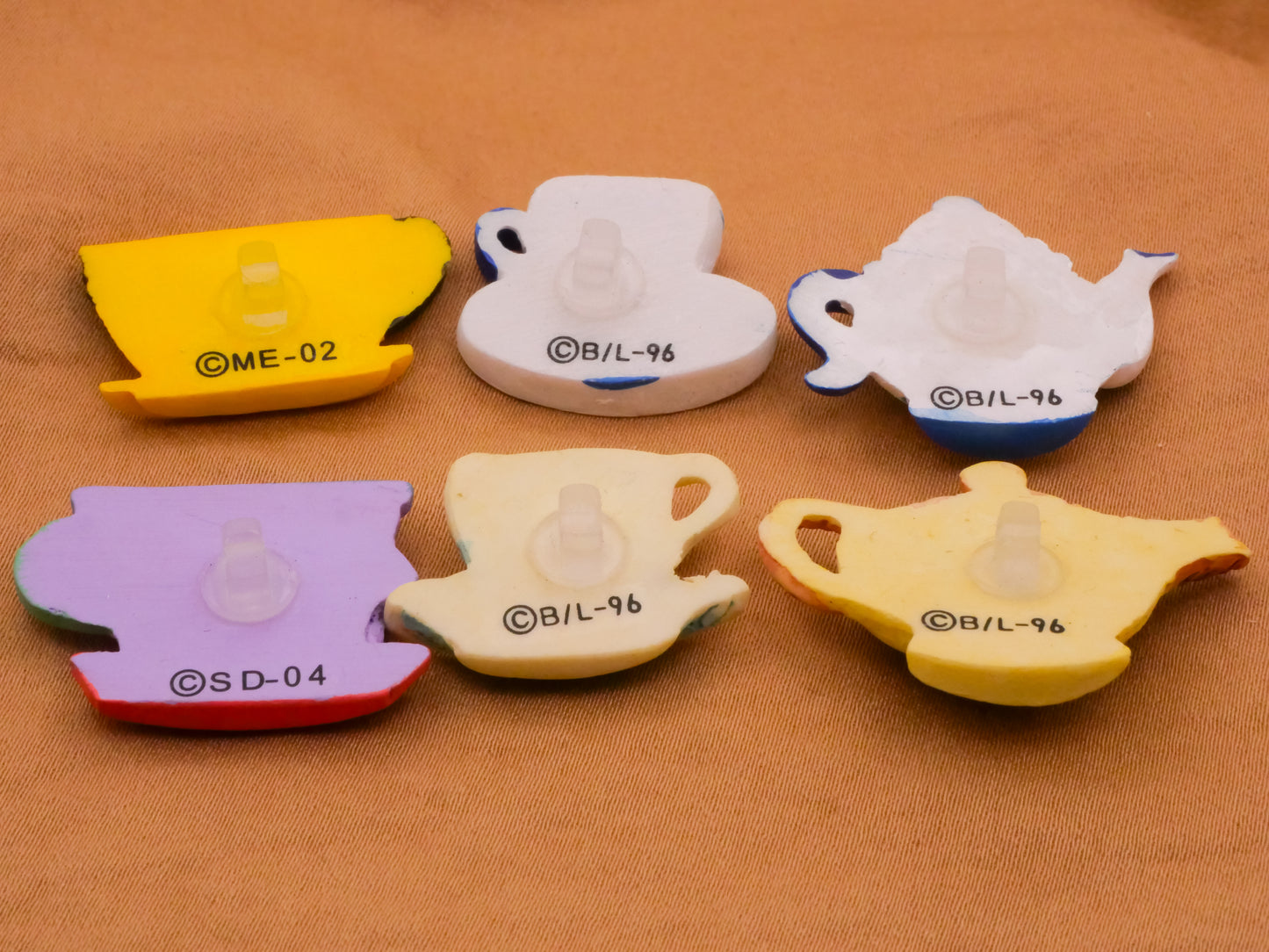 Teacup Teapot Hand-Painted Art-Stone Vintage Button Various 14-32mm