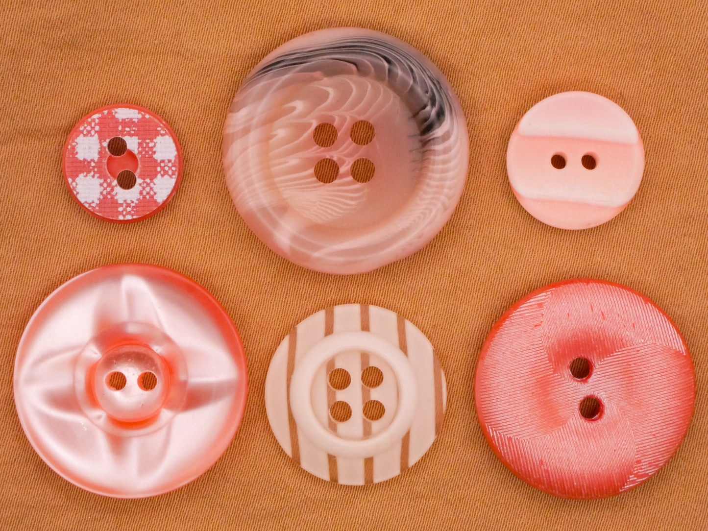 Peachy Pink Vintage Plastic Button Various 13-25mm