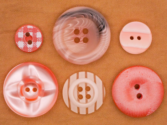 Peachy Pink Vintage Plastic Button Various 13-25mm
