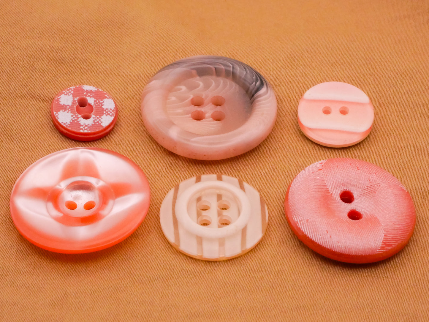 Peachy Pink Vintage Plastic Button Various 13-25mm