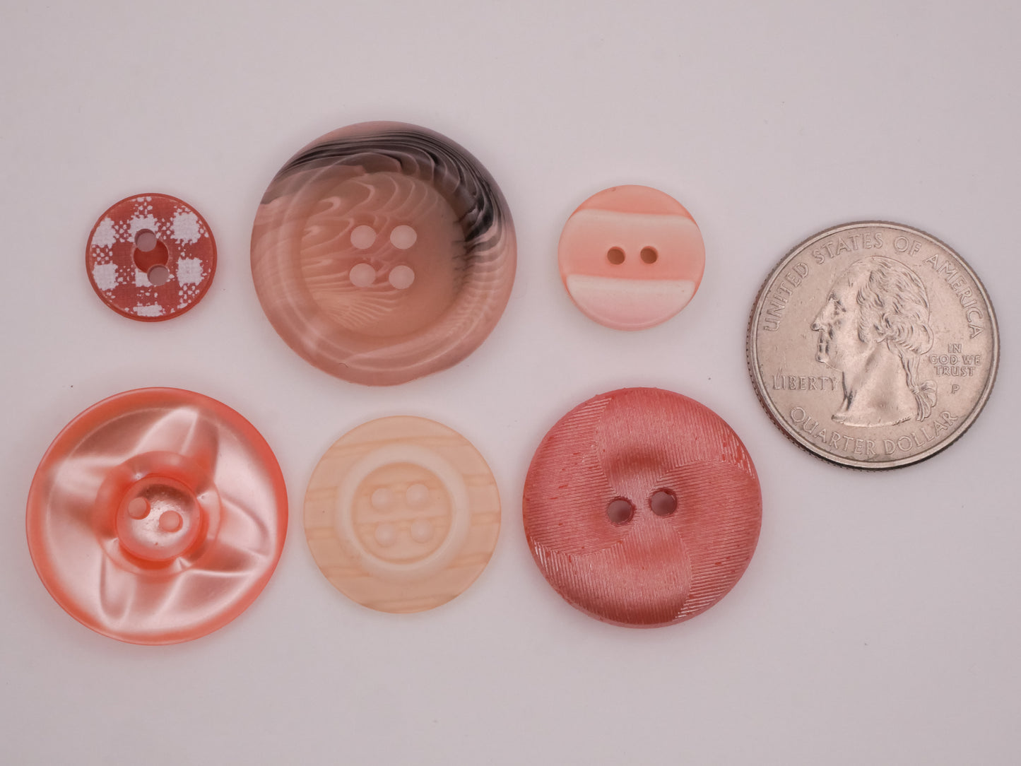 Peachy Pink Vintage Plastic Button Various 13-25mm