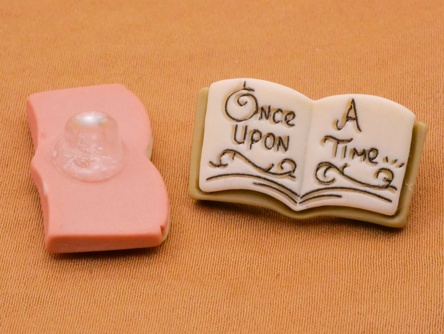 Once Upon A Time Open Book Plastic Set of Four Buttons 14x26mm