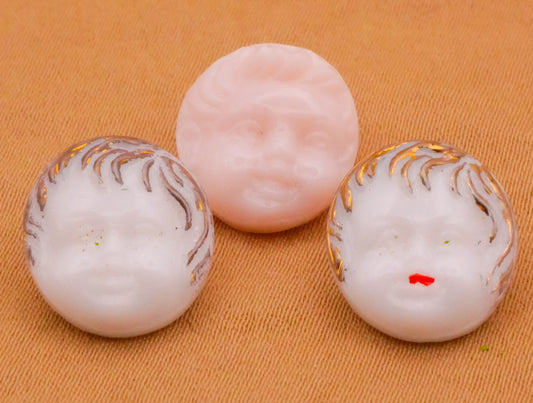 Baby Doll Face Vintage Glass Button Various 12x14mm