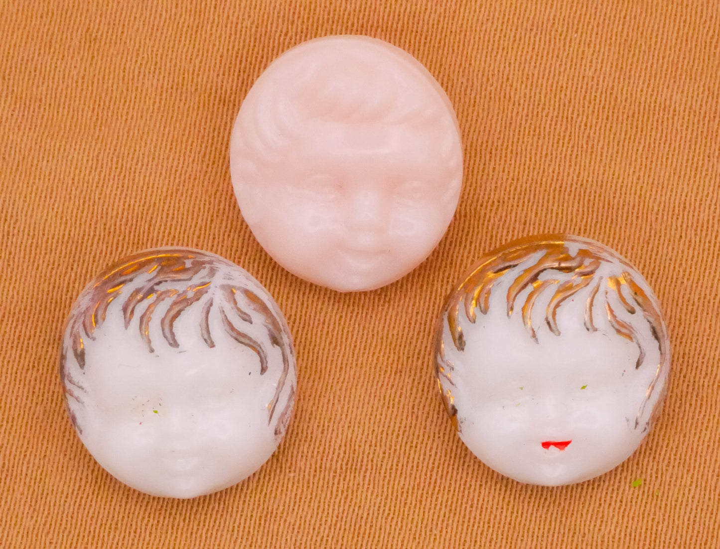 Baby Doll Face Vintage Glass Button Various 12x14mm