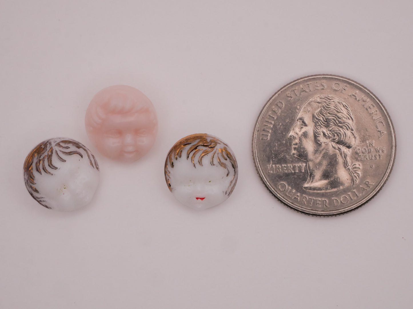 Baby Doll Face Vintage Glass Button Various 12x14mm