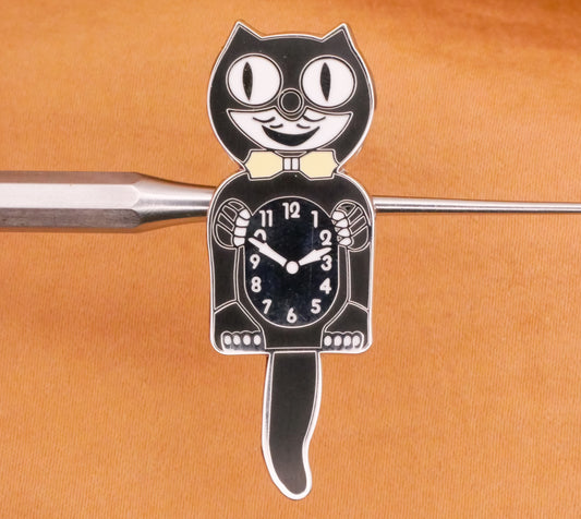 Kit-Cat Klock Kitty Clock Enamel Metal Button 14x38mm