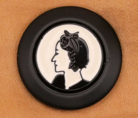 Lady Woman Portrait Enamel Metal Plastic Button 25mm