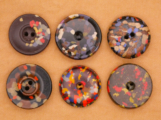 Composition Colorful Fleck Antique Button Various 16-18mm