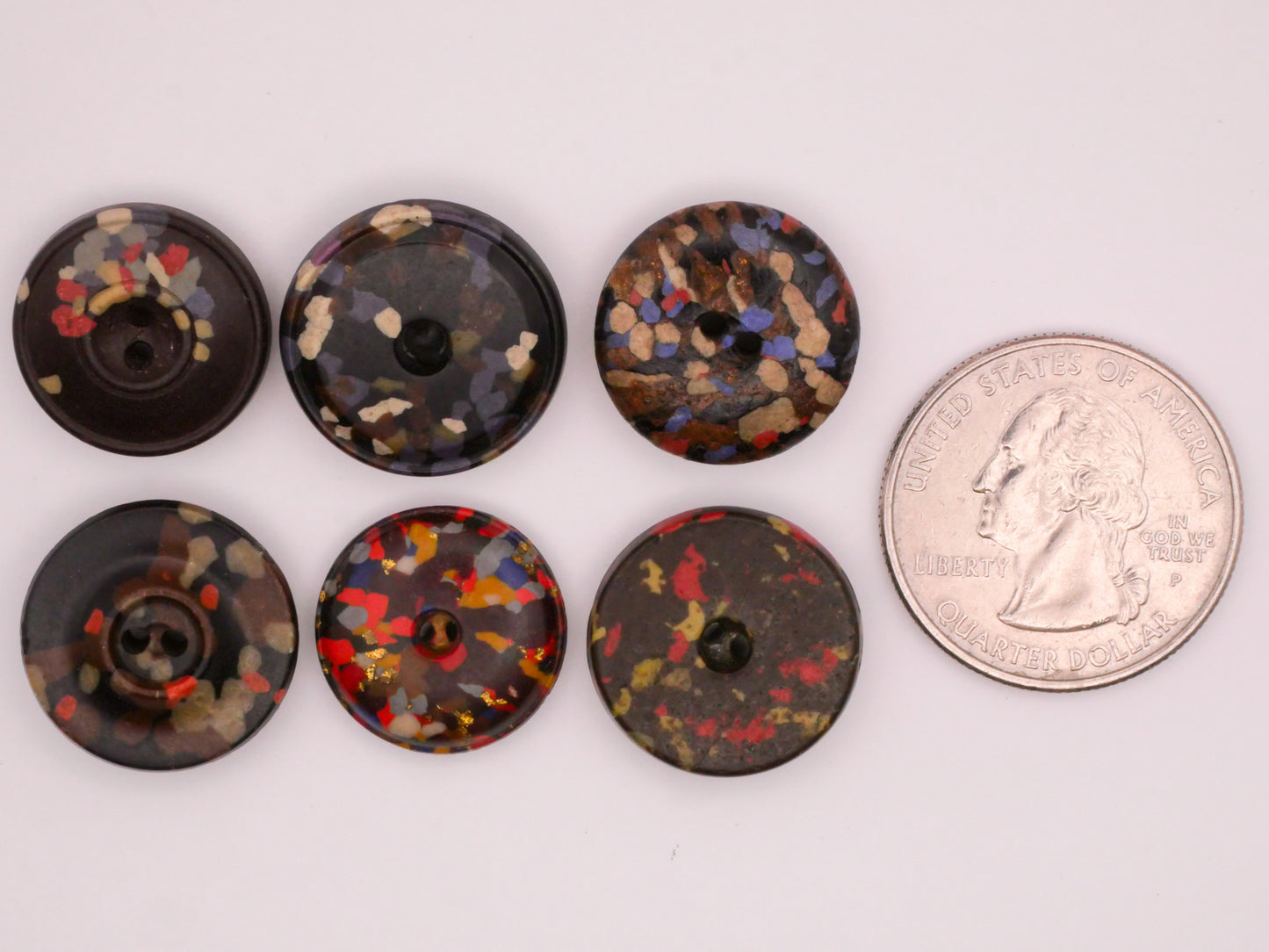 Composition Colorful Fleck Antique Button Various 16-18mm