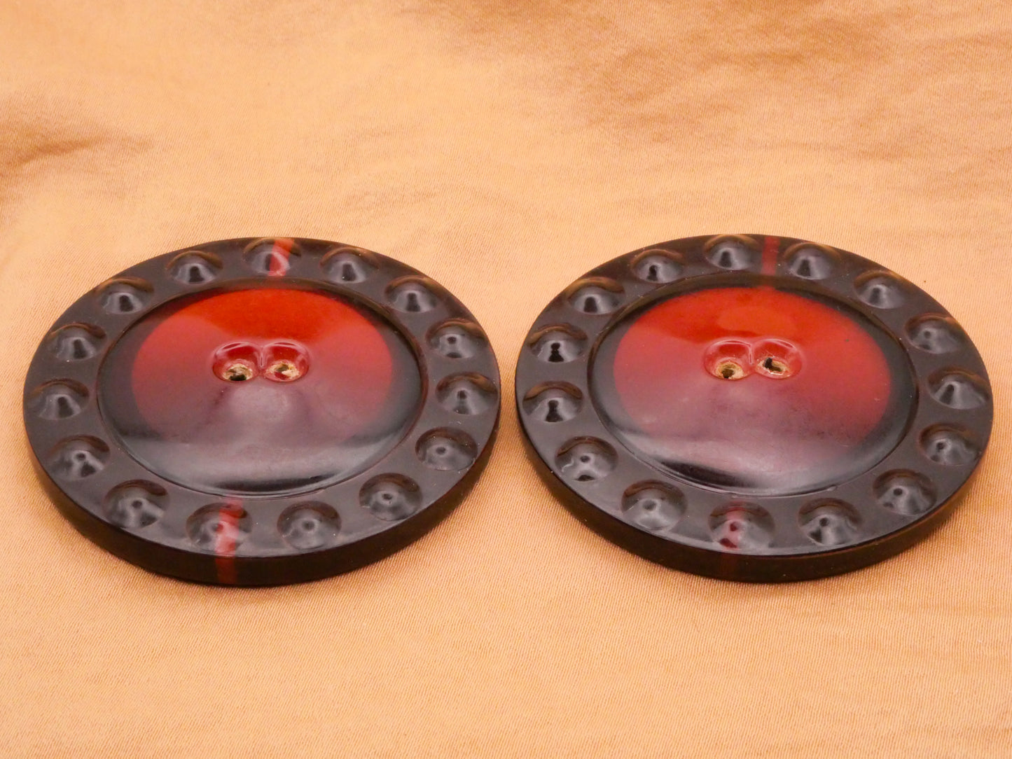 Stud Look Edge Red Celluloid Early Plastic Large Button Various 51mm