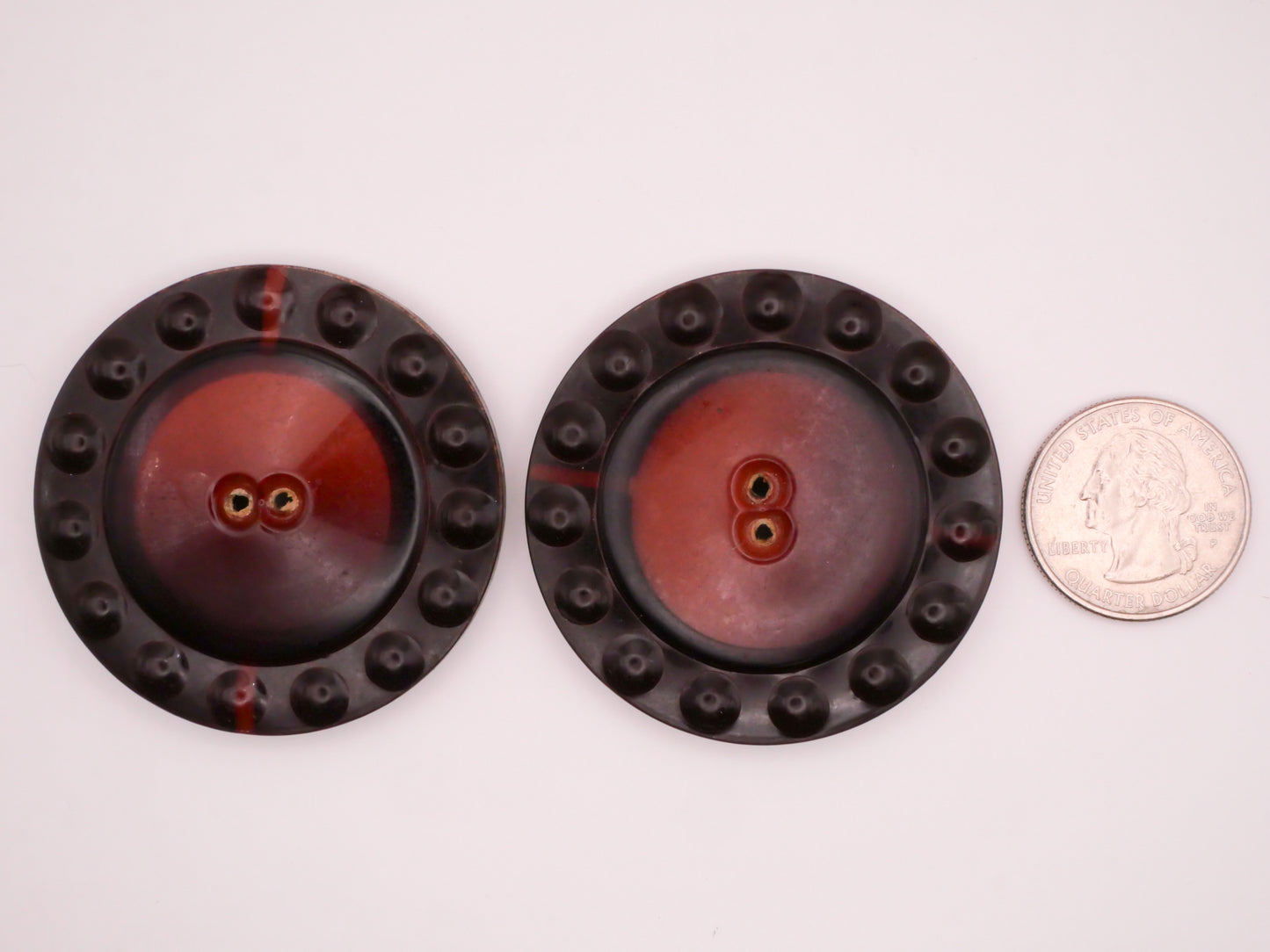 Stud Look Edge Red Celluloid Early Plastic Large Button Various 51mm