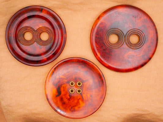 Tortoiseshell Look Vintage Plastic Large Sew-Thru Button Various 49-54mm