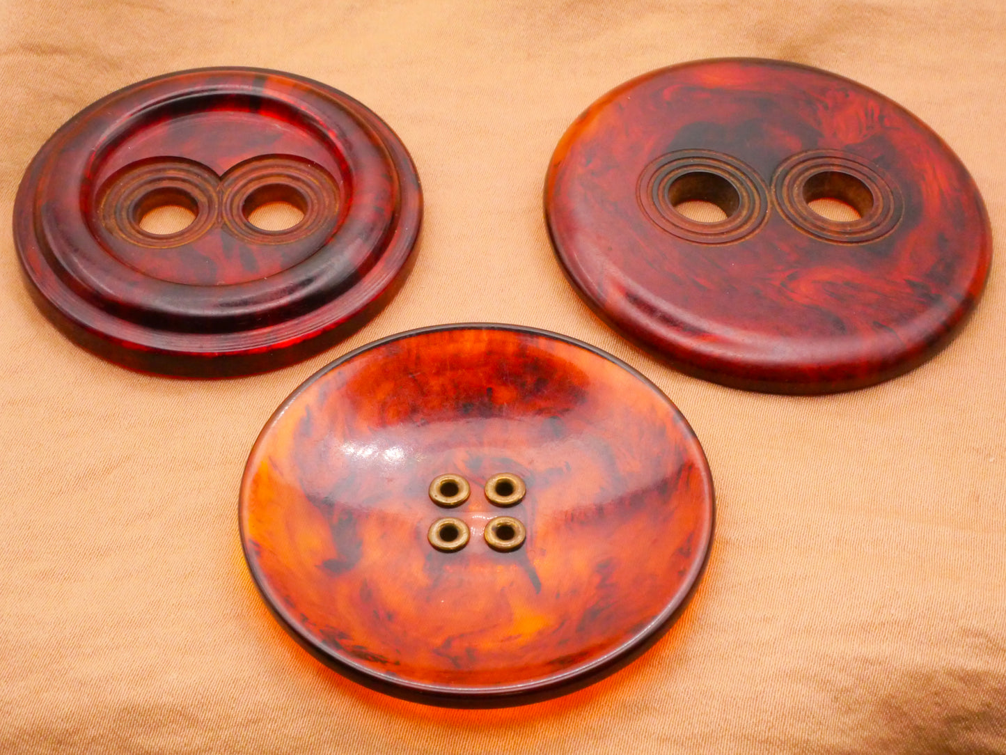 Tortoiseshell Look Vintage Plastic Large Sew-Thru Button Various 49-54mm