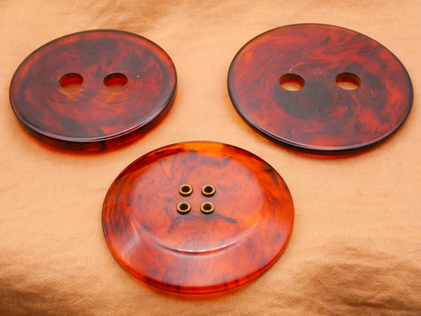 Tortoiseshell Look Vintage Plastic Large Sew-Thru Button Various 49-54mm