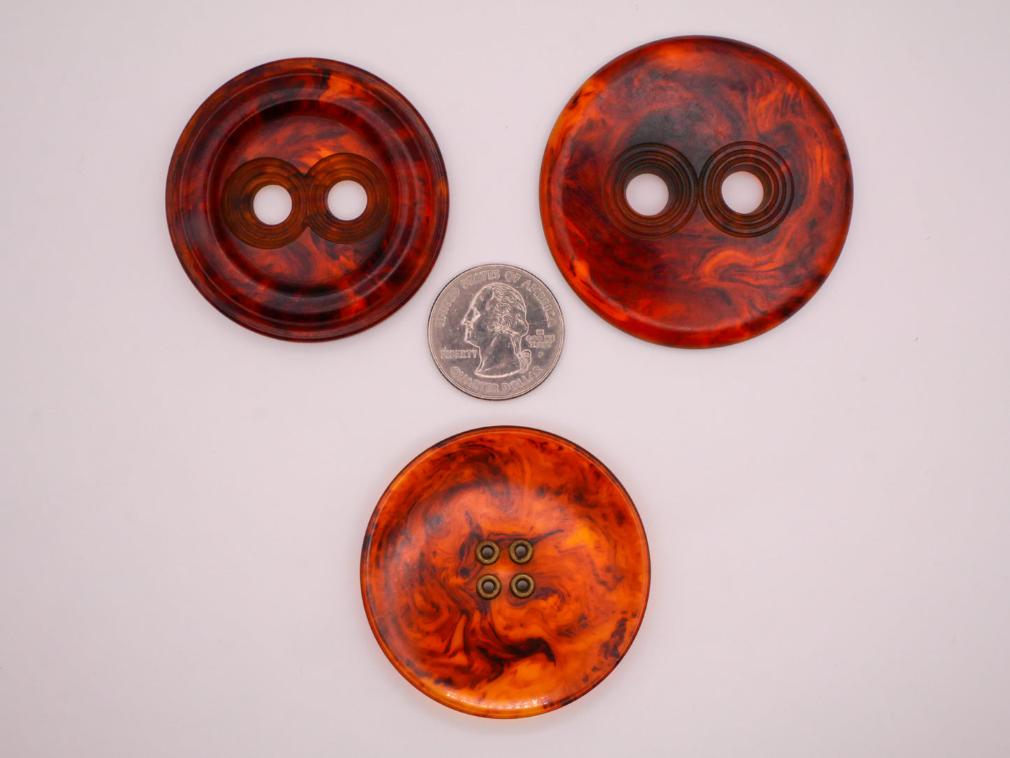Tortoiseshell Look Vintage Plastic Large Sew-Thru Button Various 49-54mm