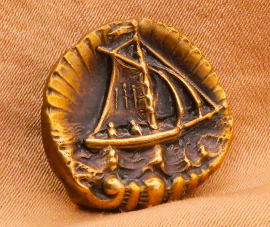Sailboat Ship Seashell Victorian Metal Picture Button 18mm