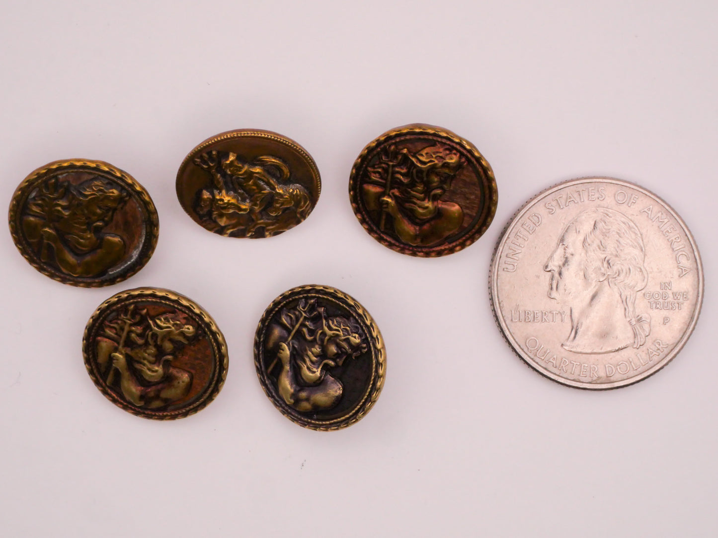 Poseidon God of the Sea Trident Victorian Metal Button Various 16mm