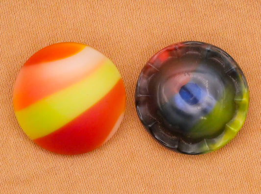 Stripe Colorful Vintage Glass Button Various 18mm
