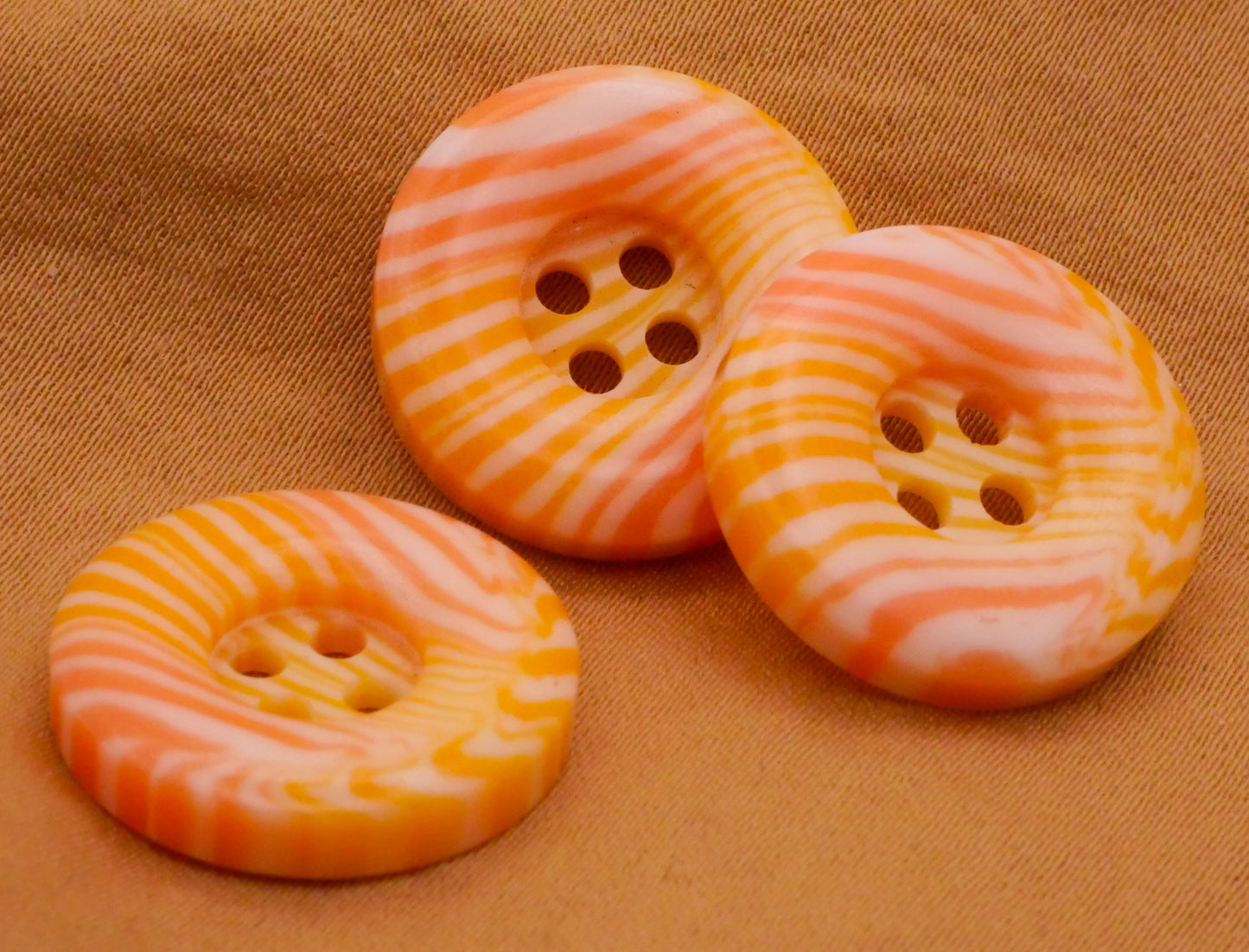 Creamsicle Orange Yellow Stripe Vintage Plastic Button 19mm