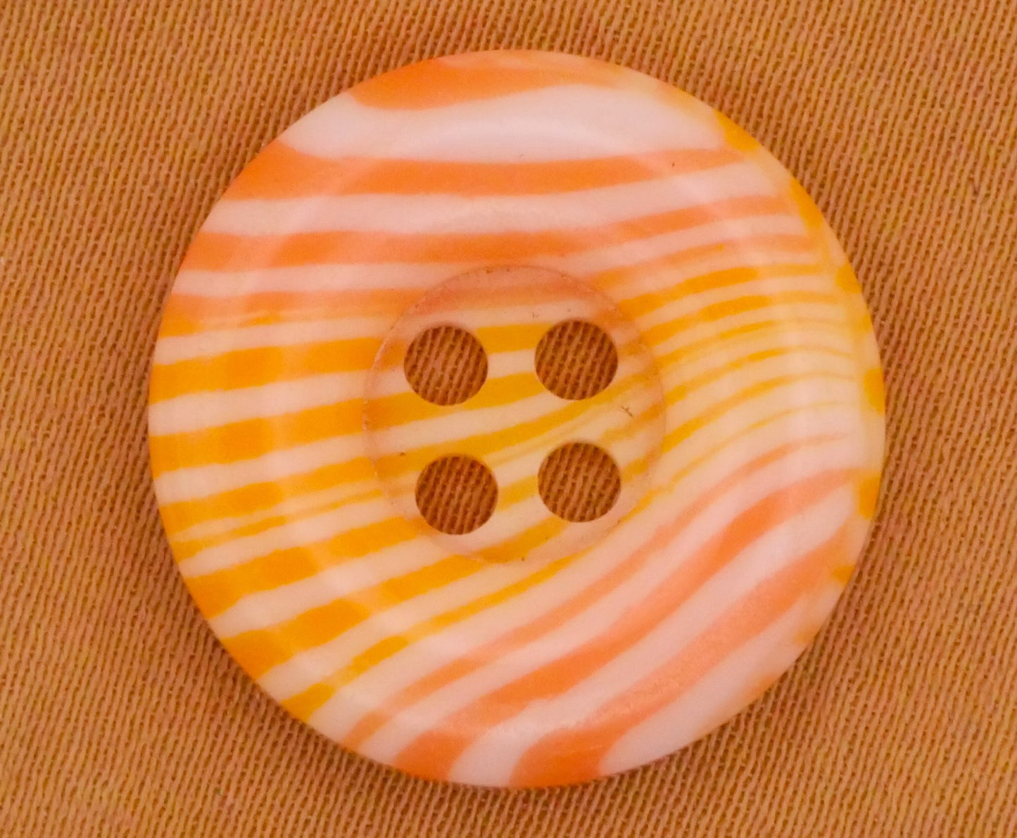 Creamsicle Orange Yellow Stripe Vintage Plastic Button 19mm