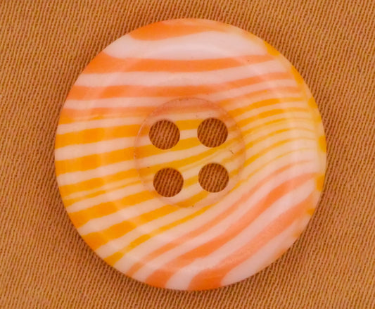 Creamsicle Orange Yellow Stripe Vintage Plastic Button 19mm