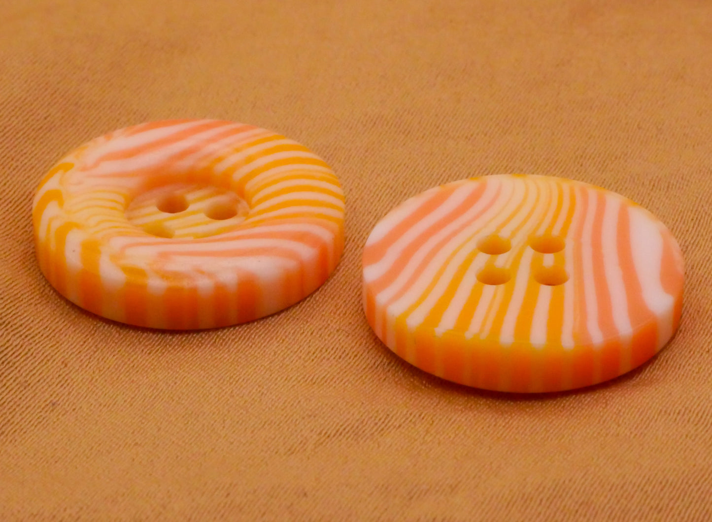 Creamsicle Orange Yellow Stripe Vintage Plastic Button 19mm