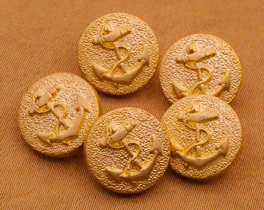 Anchor Soft Gold Plastic Set of Five Buttons 11mm