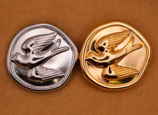 Swallow Bird Shiny Silver or Gold Metal Button Various 23mm