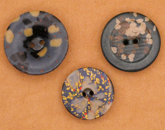 Composition Blue Fleck Antique Button Various 15-19mm